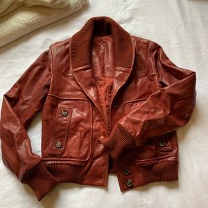 BALLY Genuine Leather jacket in brick red